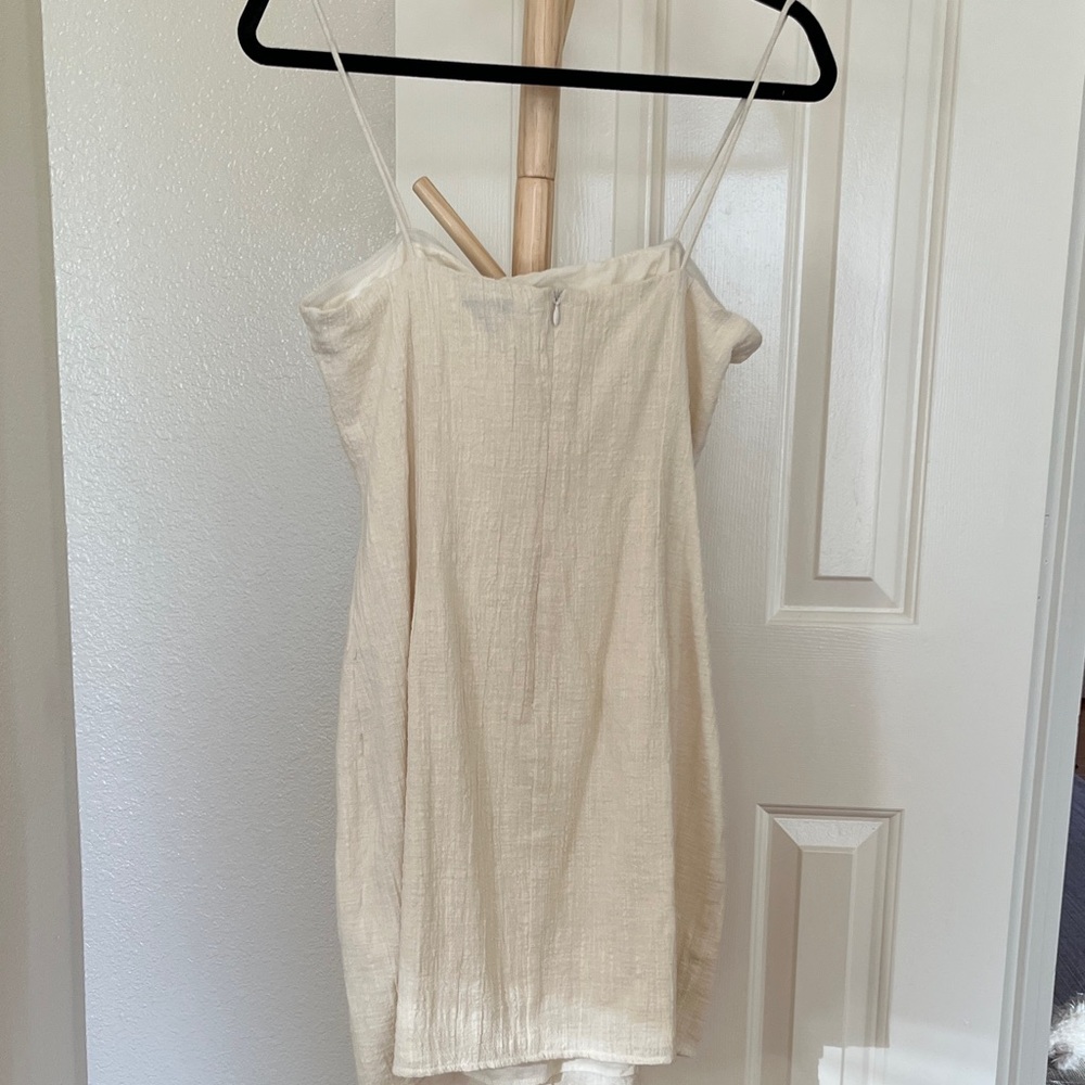 NWT Sabo Skirt- Textured Cotton Cream Button-Front Mini Dress - Picture 2 of 7